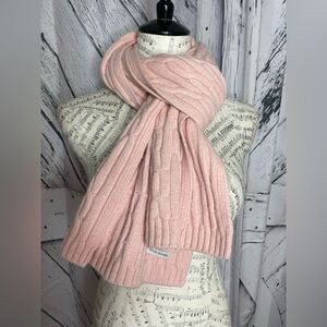Brooks Brothers Cable Knit Scarf Wool/Cashmere Blend Peach